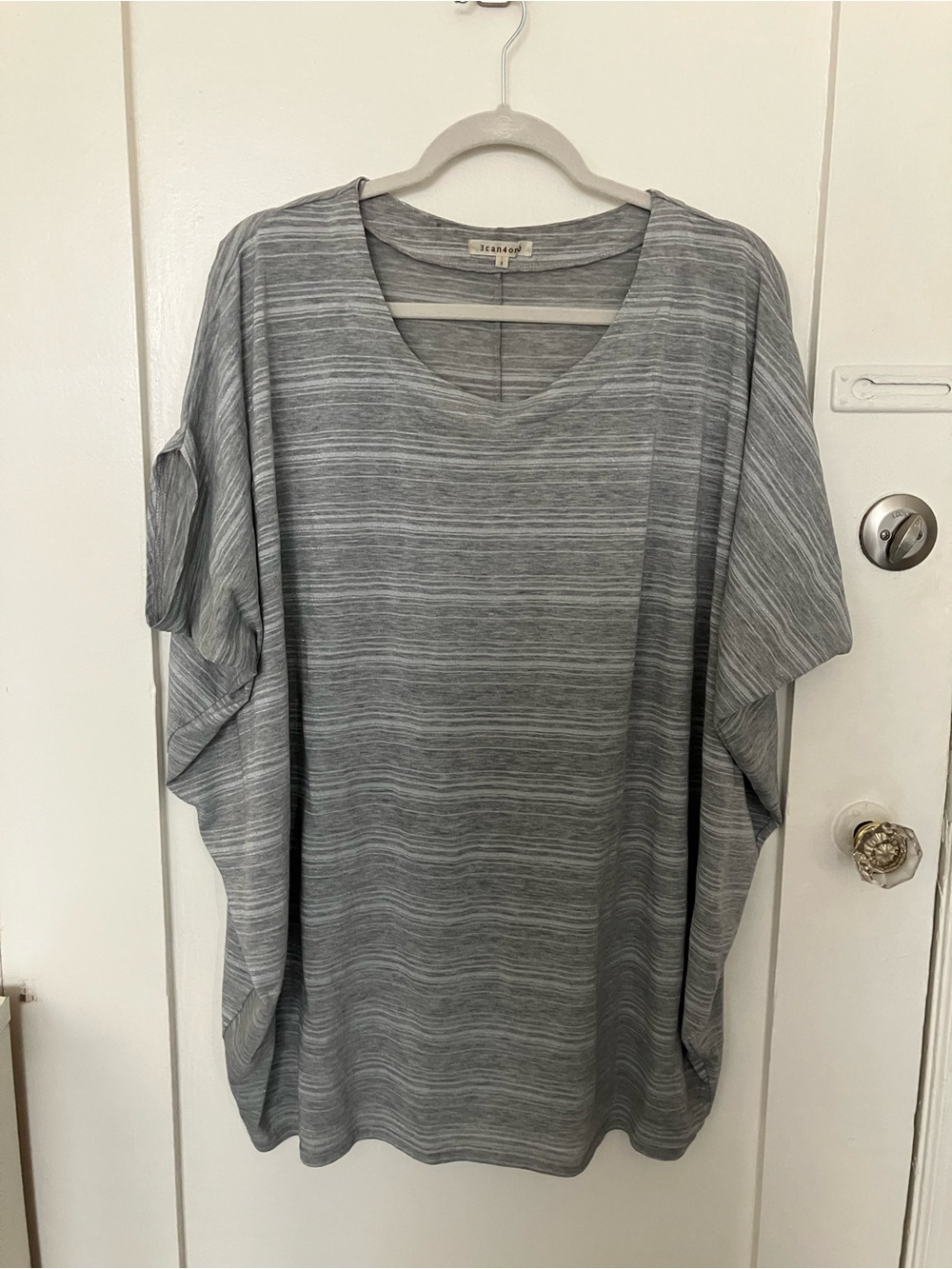 Oversize Style Gray Striped Top, one size